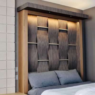 Treefrog Veneer 62217 Grey Oak Lati Groove - custom headboard